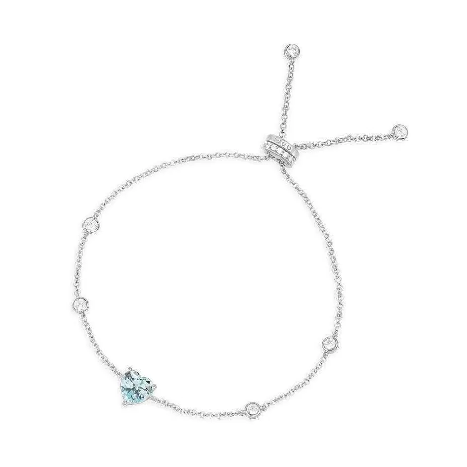 APM Monaco Bracelets | Bracelet Ajustable Coeur Bleu - Argent