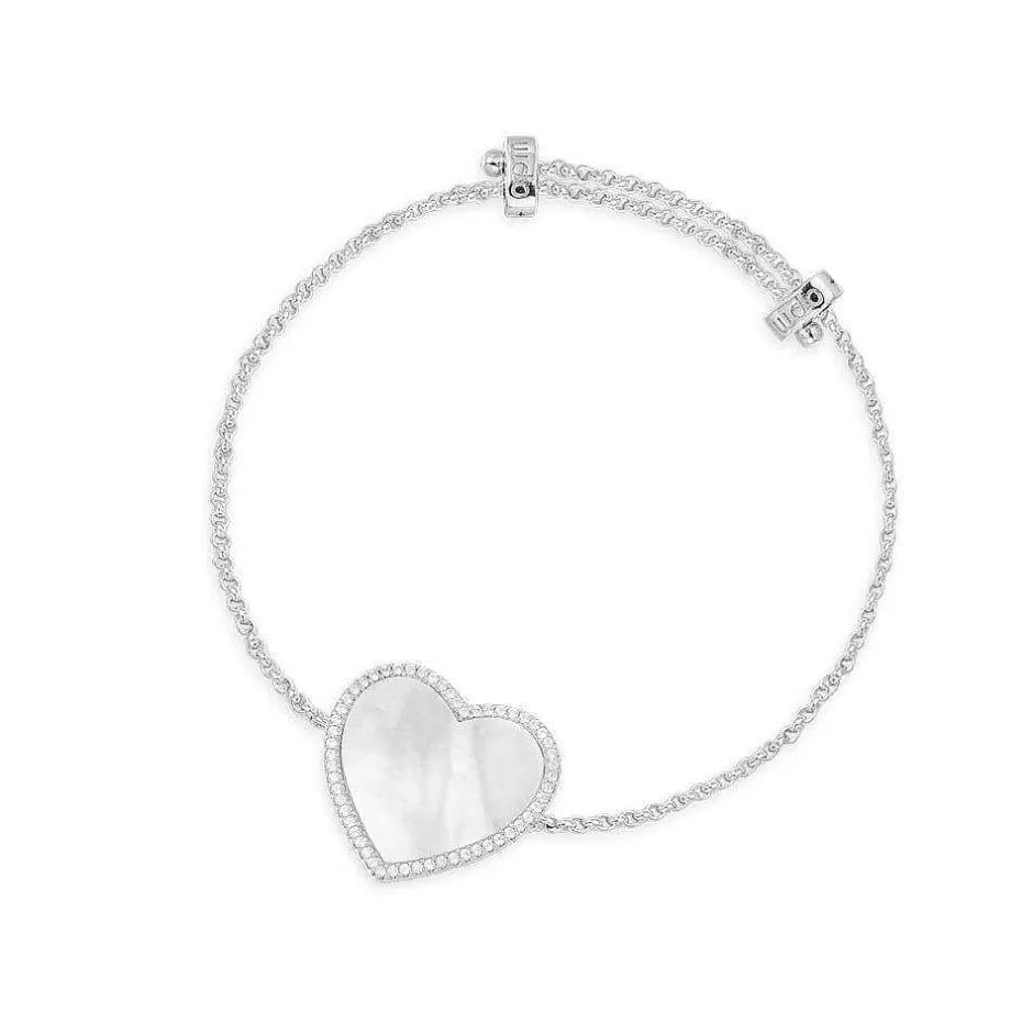 APM Monaco Bracelets | Bracelet Ajustable Coeur En Nacre - Argent